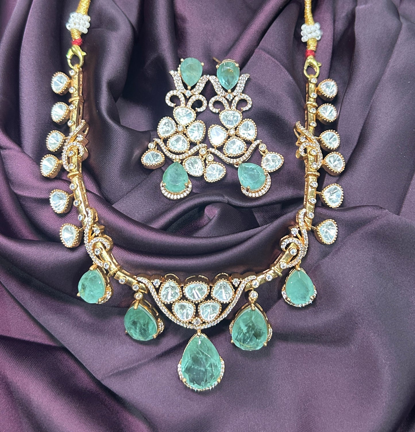 Emerald & Kundan Statement Necklace Set