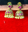 Ruby & Emerald Stone Jhumka Earrings with Pearls