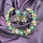 Floral Emerald & CZ Necklace Set