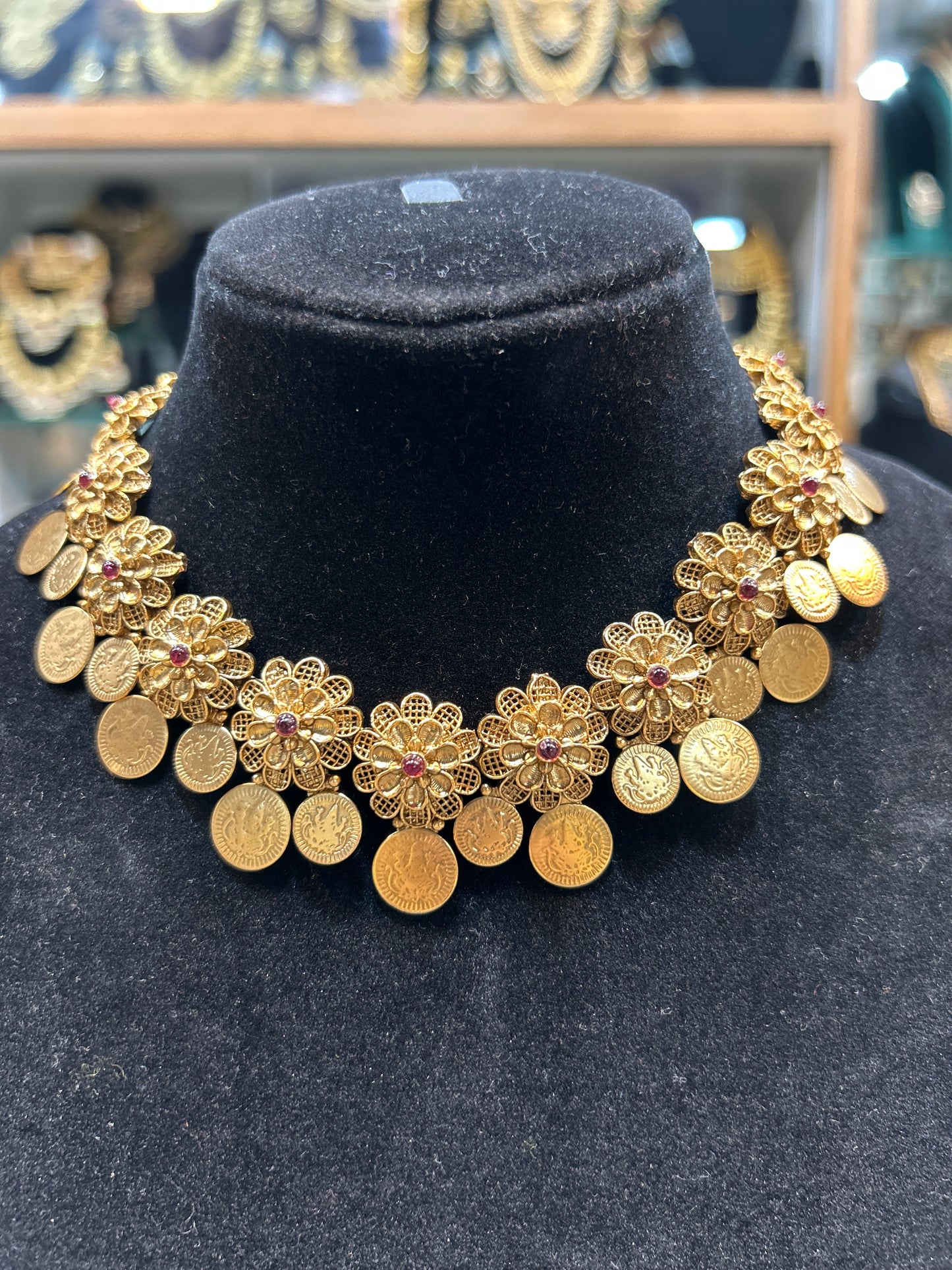 Traditional Maharashtrian Coin & Floral Necklace Set