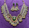 Antique Pachikundan Necklace Set with Twin Peacock Motifs