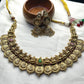 Lakshmi Kasu Mala Necklace Set – With Antique Finish & Temple Jhumkas