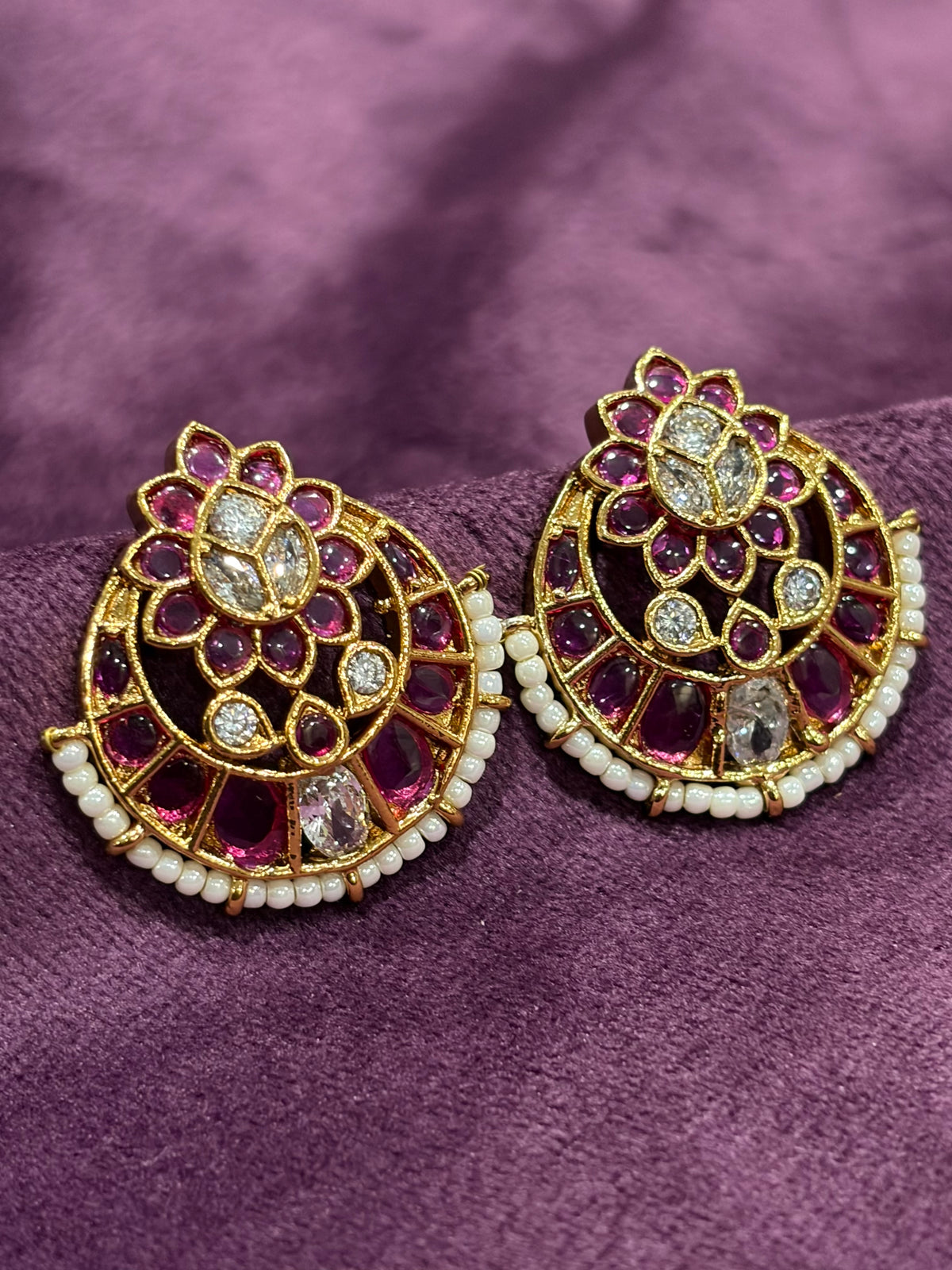 Royal Pink Kundan Bugadi