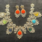 Rang Mahal Multicolour Carved Stone Necklace Set