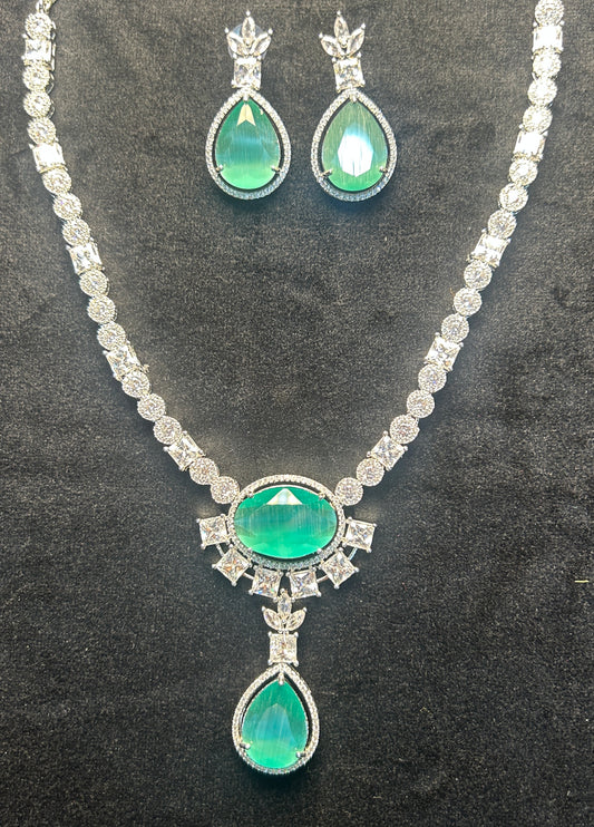 Mint Radiance Designer Necklace Set