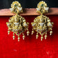 Temple Lakshmi Earrings with Peacock Design