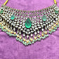 Emerald Green Stone Choker Set with Earrings