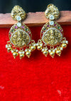 Temple Goddess Earrings with Pearl Drops