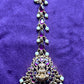 Lakshmi Motif Maang Tikka with Purple Kundan & Pearl Drops