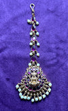 Lakshmi Motif Maang Tikka with Purple Kundan & Pearl Drops
