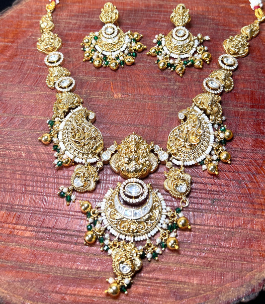 Antique Goddess Lakshmi Temple Necklace Set