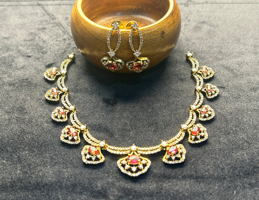 Ruby Drop Elegance Necklace Set