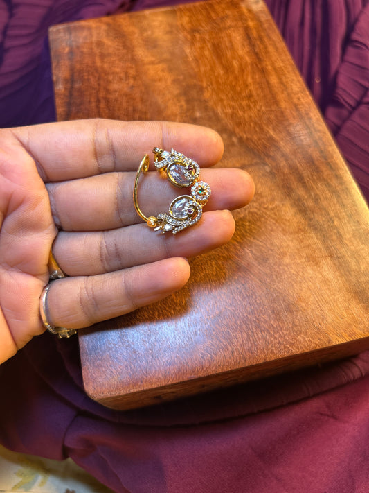 Regal Kundan Nath with CZ Accents
