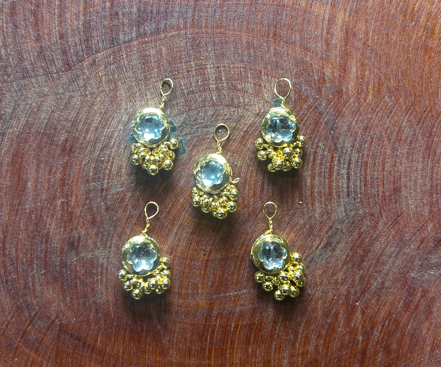 Crystal Stone Hair Accessory with Golden Beads