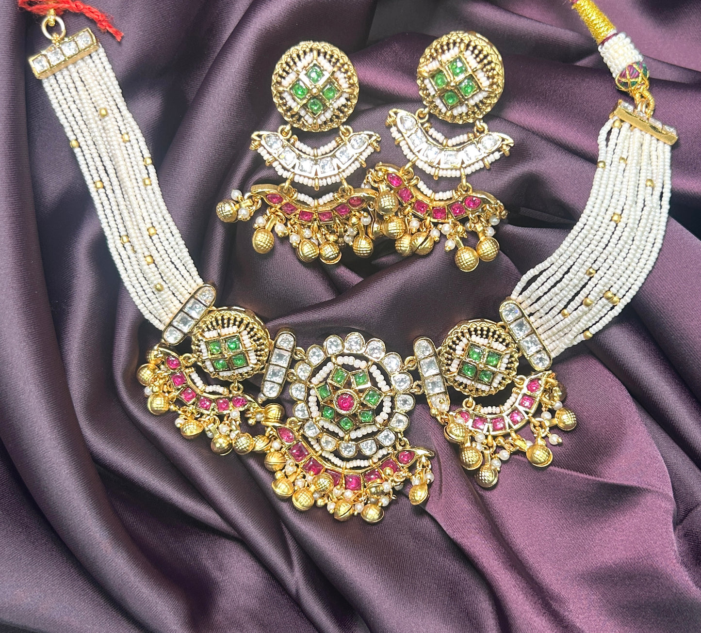 Kundan & Pearl Beaded Choker Set