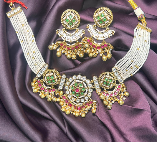 Kundan & Pearl Beaded Choker Set