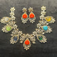 Rang Mahal Multicolour Carved Stone Necklace Set
