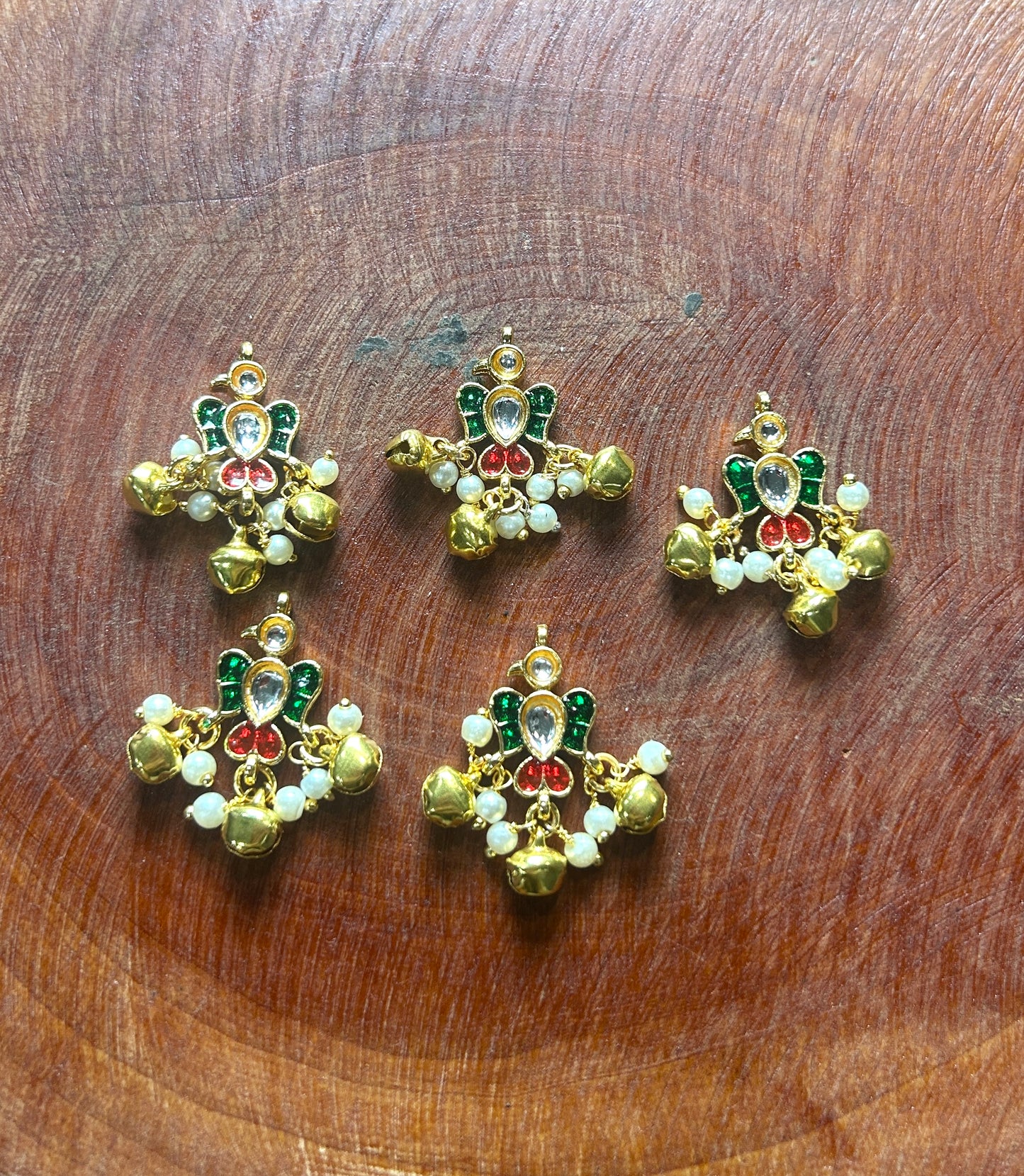 Peacock Design Hair Accessory with Kundan, Pearls & Ghungroo