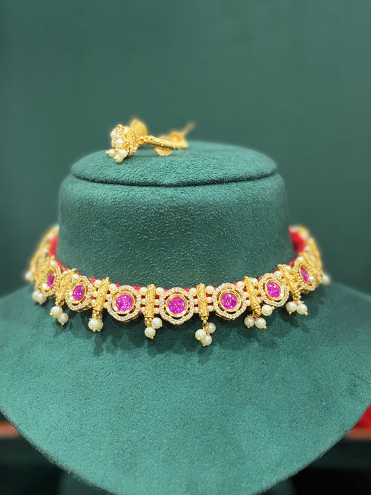 Ratnadeepa Silk Pearl Choker Set