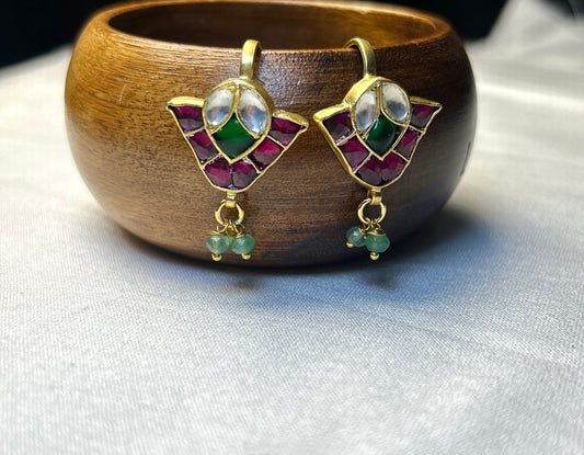 Lotus Fan Kundan Bugdi Earrings