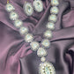 Silver-Tone Kundan Necklace Set with Statement Pendant