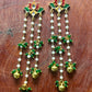 Lotus Long Hair Accessory with Pearl Chains, Green Beads & Ghungroo