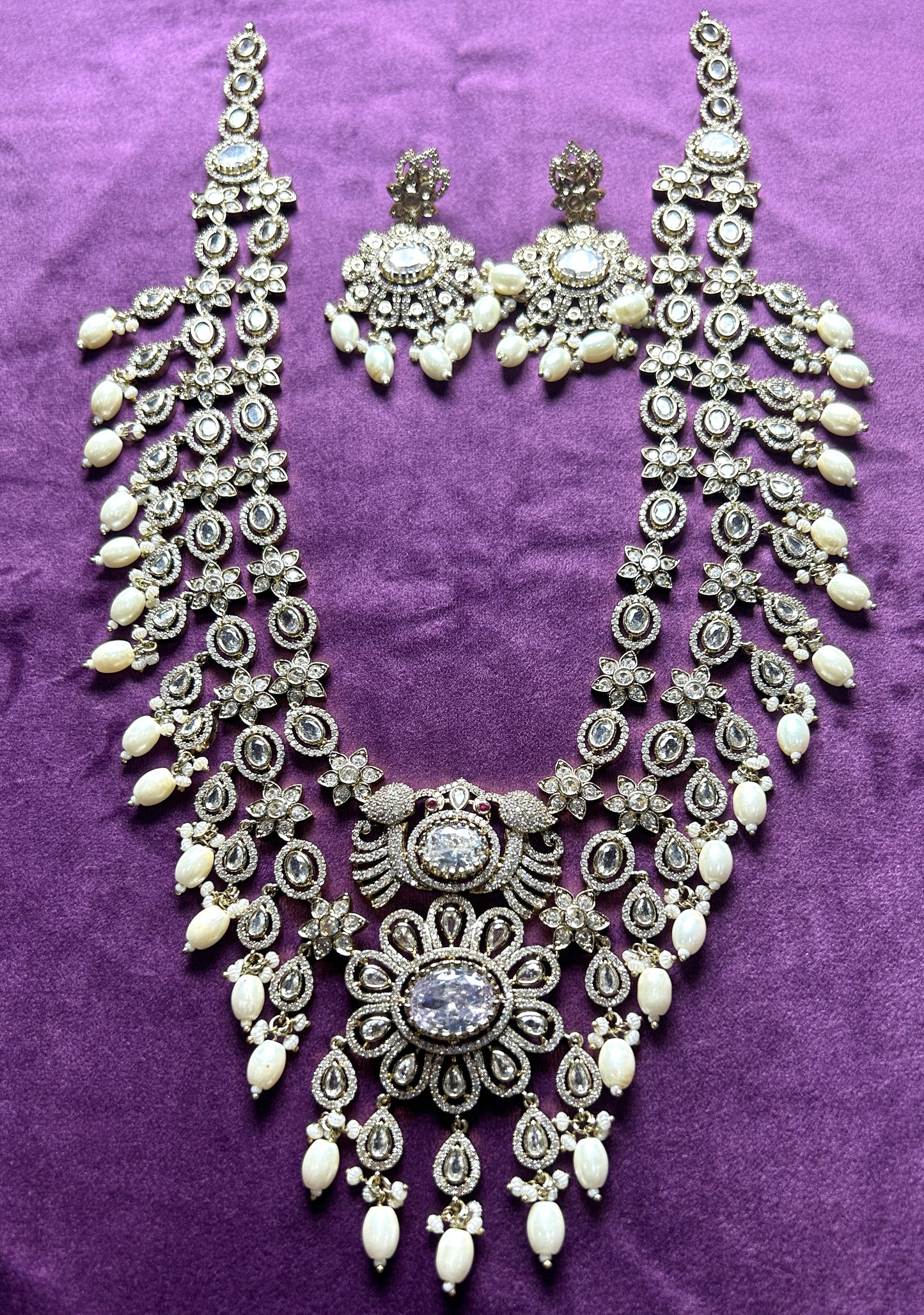Majestic Peacock Motif Bridal Necklace Set with Earrings