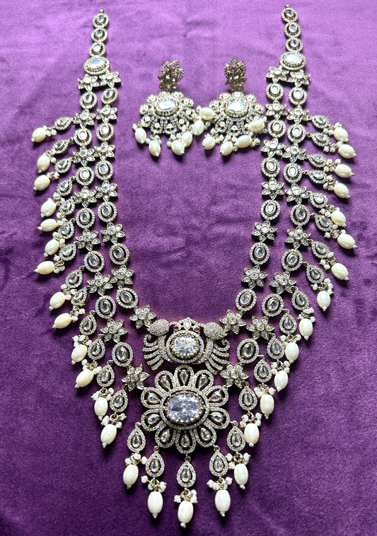 Majestic Peacock Motif Bridal Necklace Set with Earrings