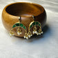 Emerald Enamel Arch Bugdi Earrings