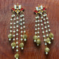 Lotus Long Hair Accessory with Pearl Chains & Golden Bead Drops