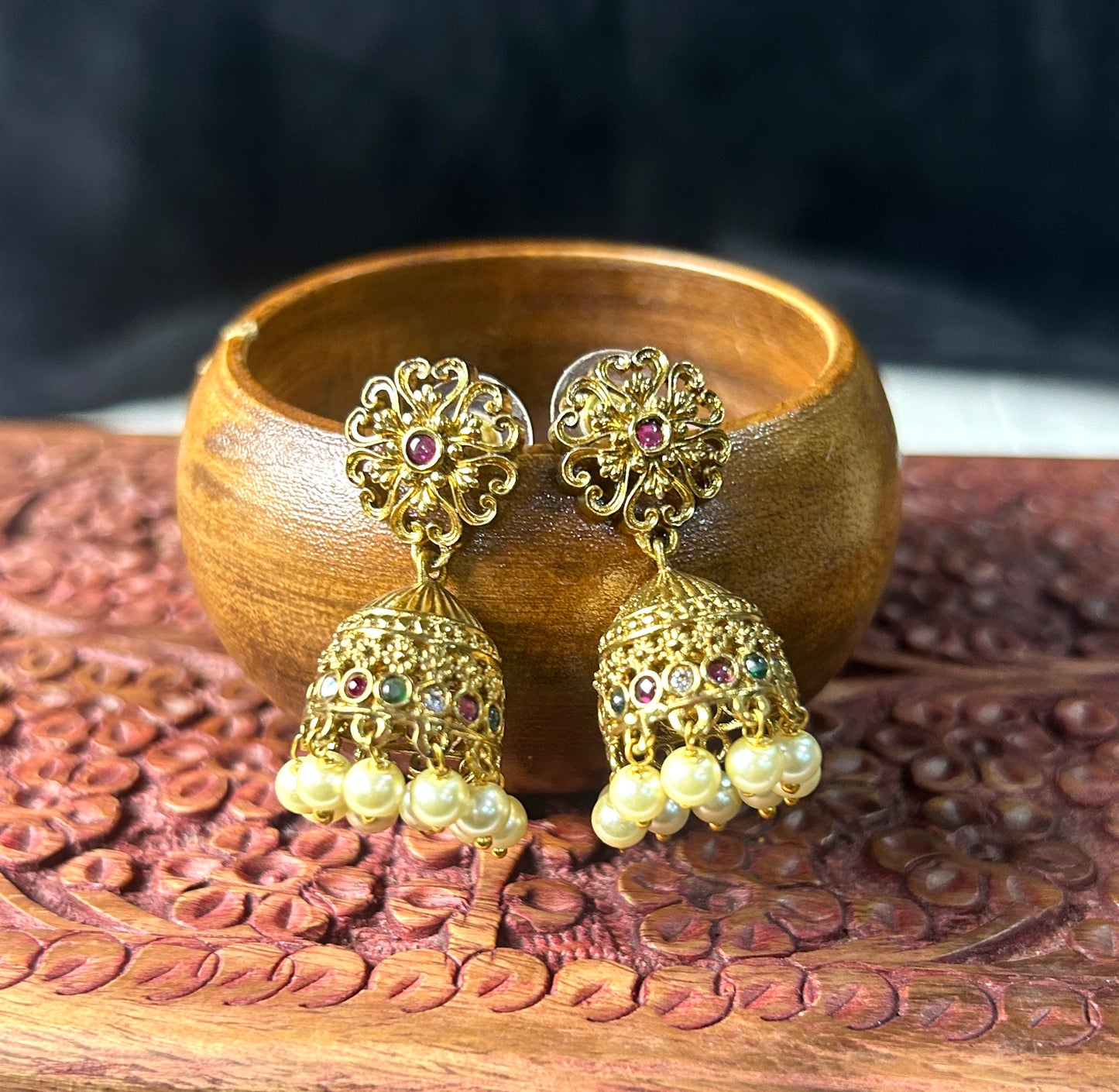Heritage Pearl & Multistone Jhumkas