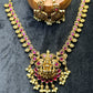 Goddess Lakshmi Temple Necklace Set – Ruby Pink & Pearl Finish
