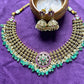 Heritage Floral Choker Necklace Set with Green Beads