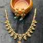 Peacock Paisley Temple Necklace Set – Antique Gold with Green Drops