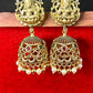 Lakshmi Lotus Temple Jhumkas with Pearl Hangings