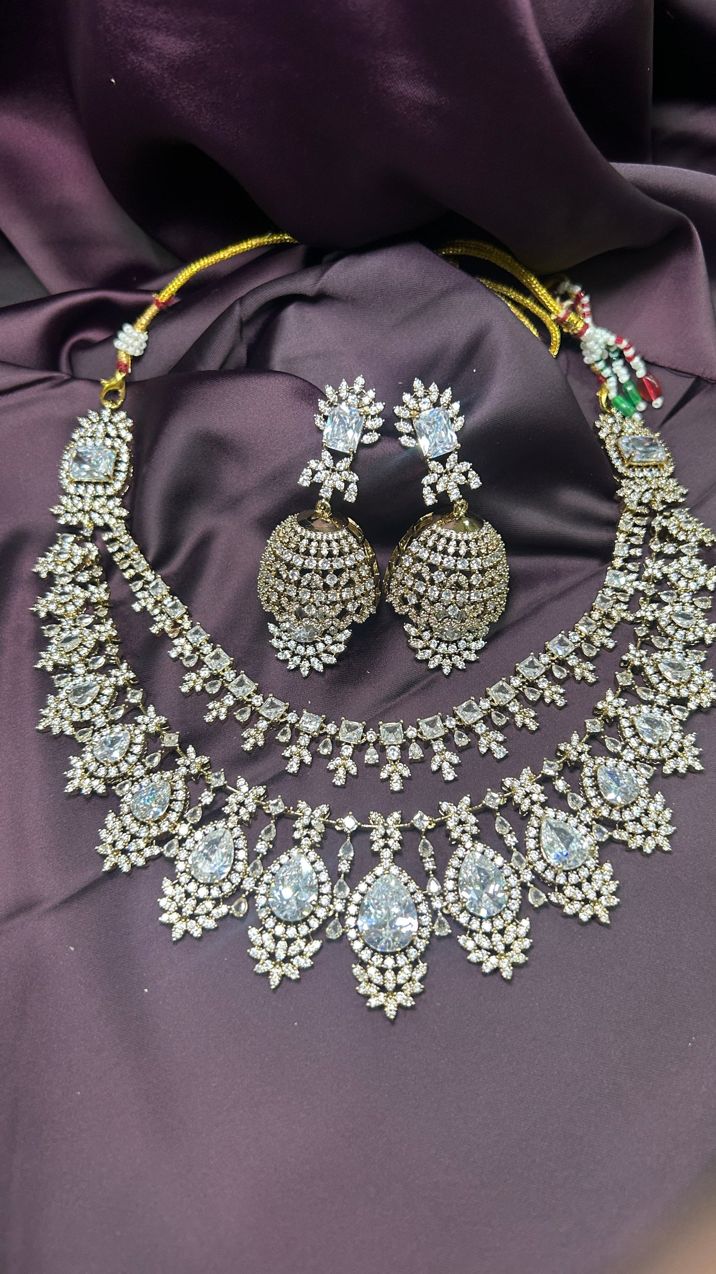 Grand Bridal Diamond Choker with Jhumka Earrings