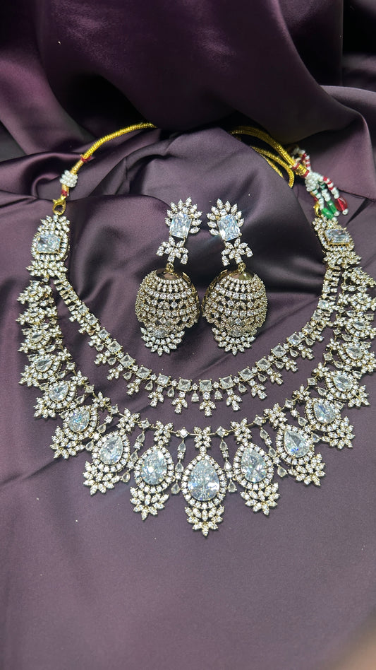Grand Bridal Diamond Choker with Jhumka Earrings