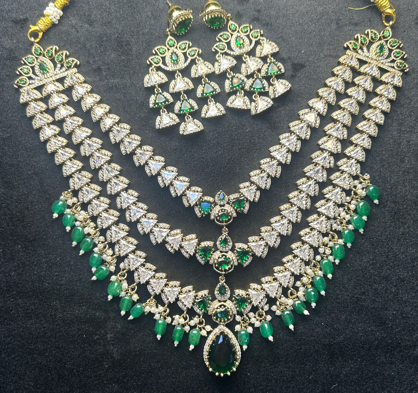 Emerald Princess Layered AD Necklace Set