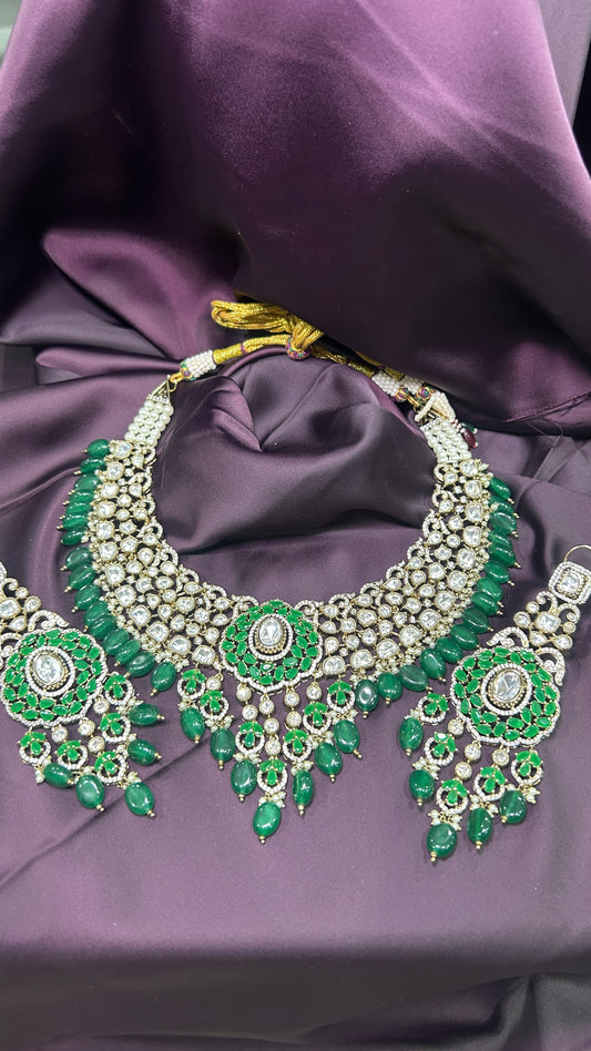 Grand Emerald Polki Maharani Set