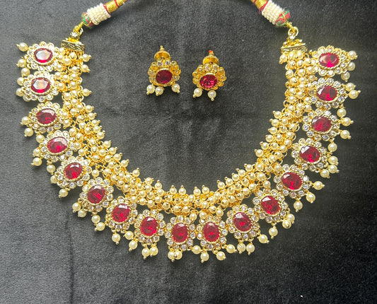Royal Kundan Pearl Choker Set