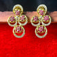 Floral Ruby & CZ Stone Stud Earrings