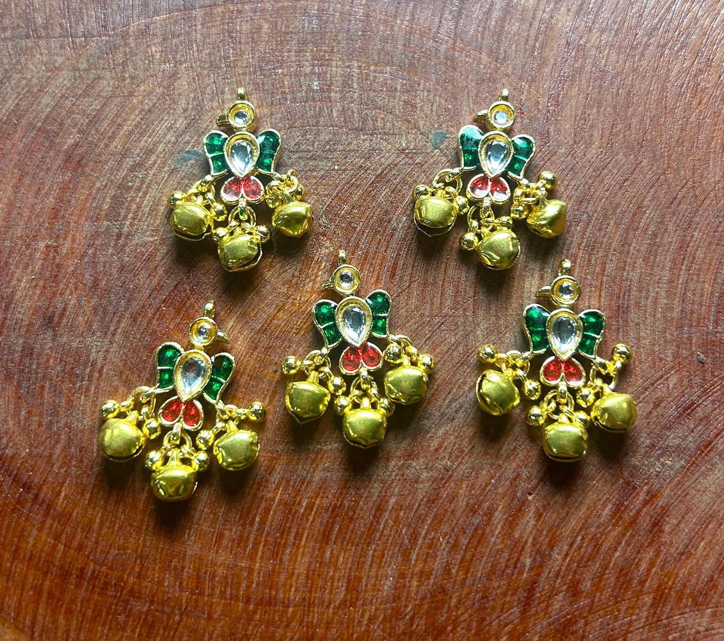 Peacock Design Hair Accessory with Kundan & Ghungroo Drops