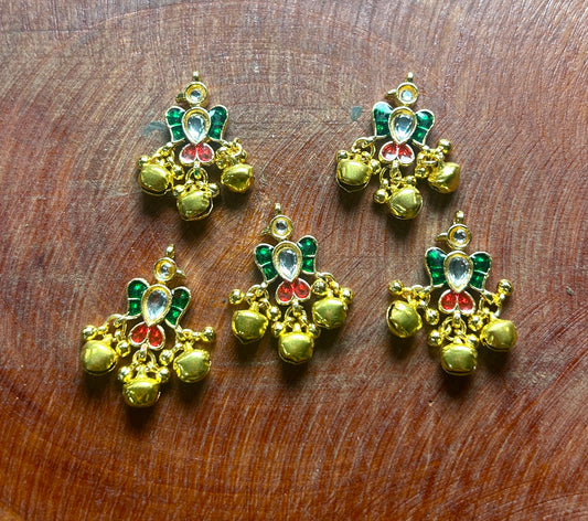 Peacock Design Hair Accessory with Kundan & Ghungroo Drops