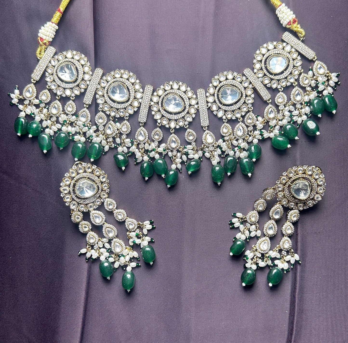 Royal Green Beaded Kundan Necklace