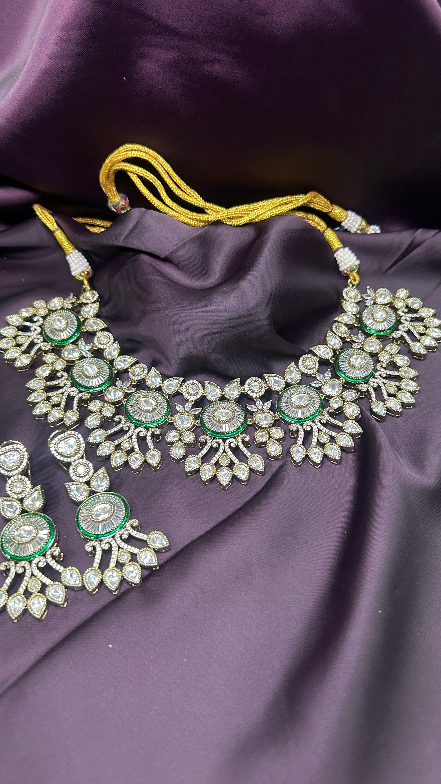 Royal Polki & Emerald Statement Necklace Set