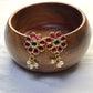Pink Floral Kundan Bugdi with Pearl Drops