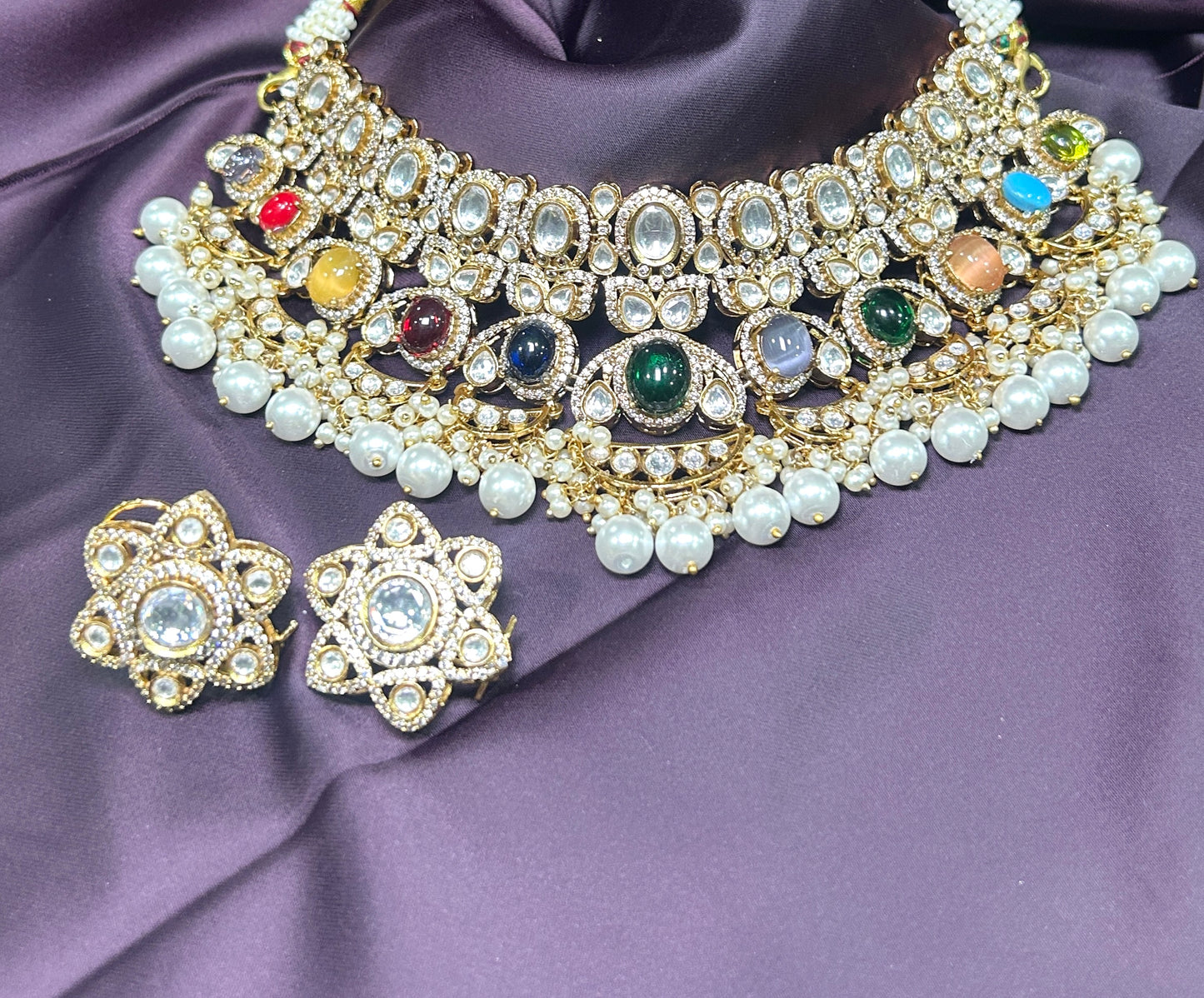 Navratna Polki Pearl Choker Set