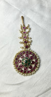 Traditional Kundan Maang Tikka with Ruby & Emerald Accents