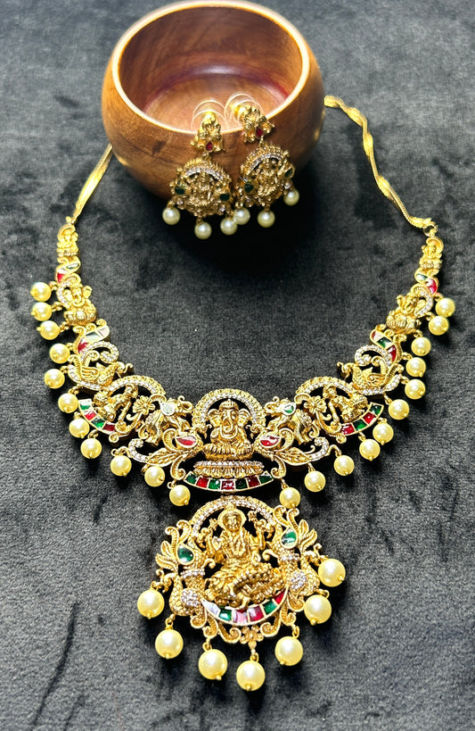 Ganesha & Lakshmi Antique Temple Necklace Set