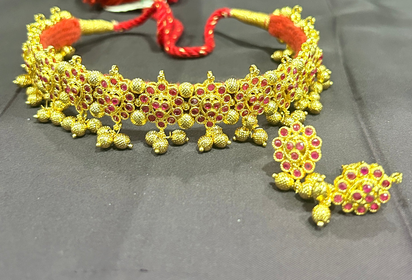 Traditional Ruby Cluster Choker Set